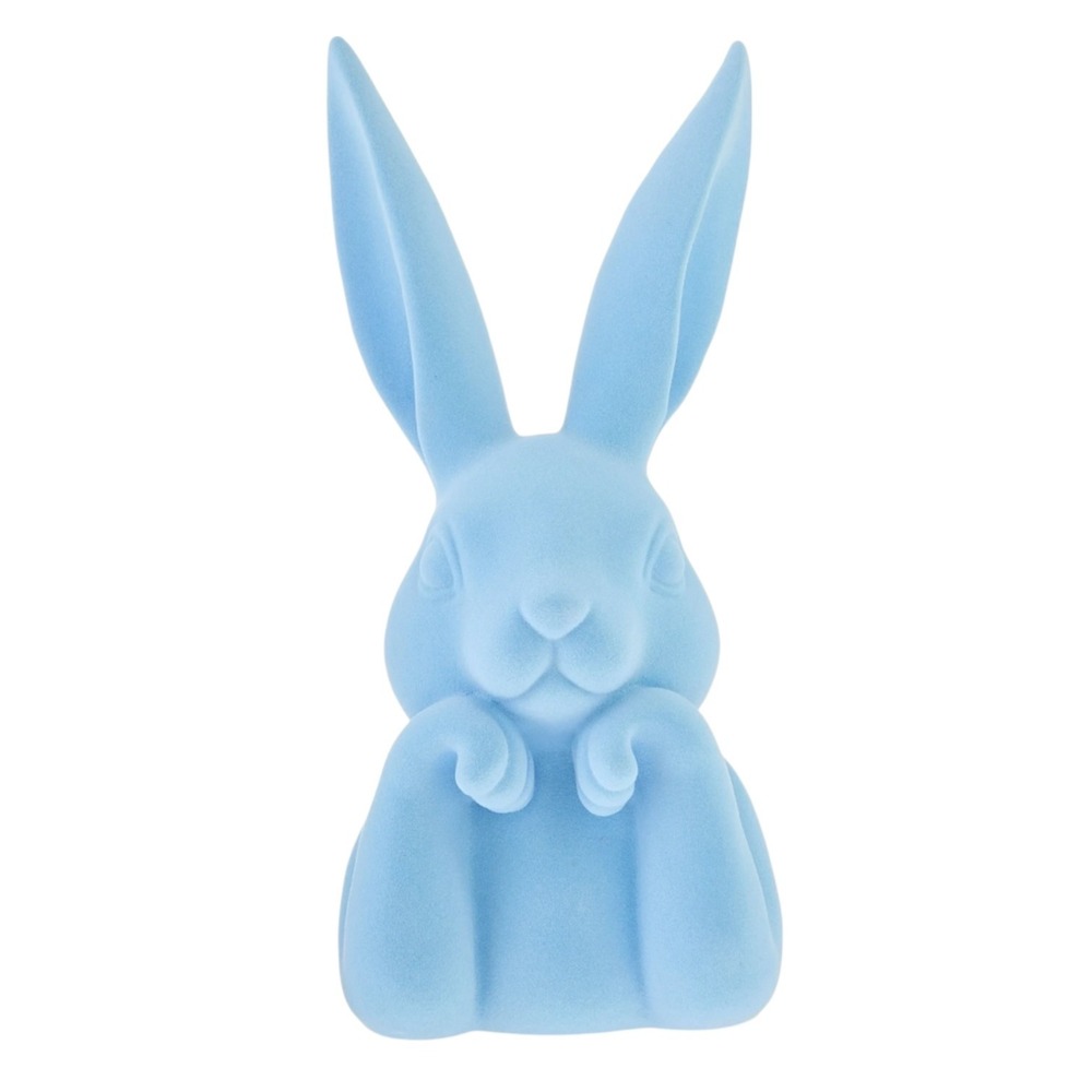 Flocked Bunny Bust 12.5" Blue Easter Decor‎ Cottagecore NEW
